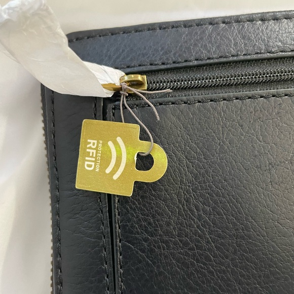 Jori RFID Zip Clutch Fossil midnight navy Leather Wristlet multi compartments - Picture 6 of 13